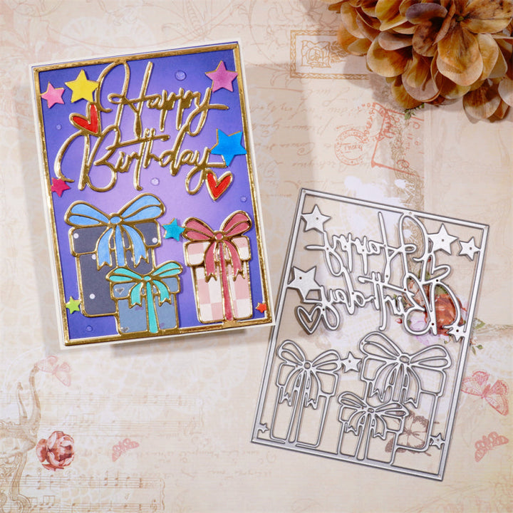 Kokorosa Metal Cutting Dies With Birthday Gift Background Board