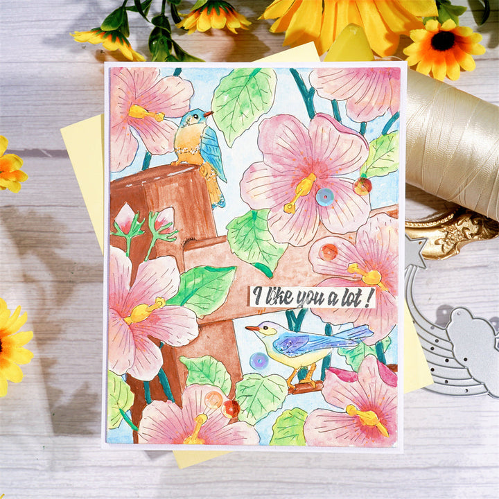 Kokorosa Metal Cutting Dies With Blooming Flower Background Board