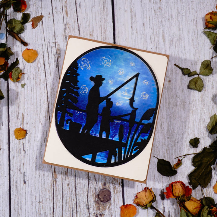Kokorosa Metal Cutting Dies With Father And Child Fishing Theme