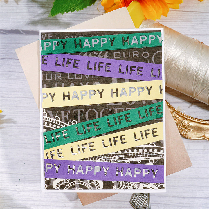 Kokorosa Metal Cutting Dies With "Happy Life" Border