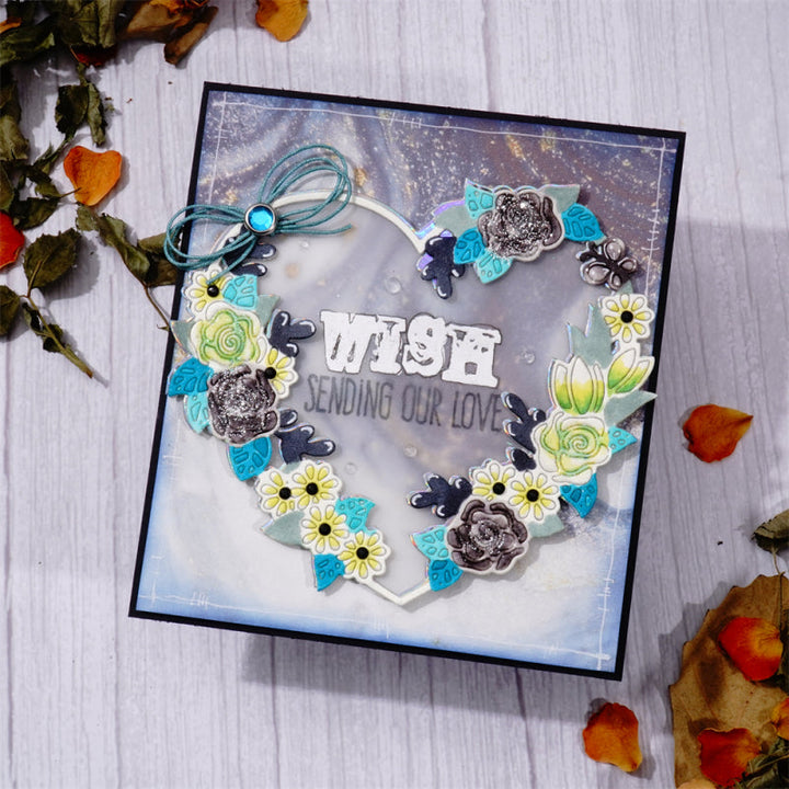 Kokorosa Metal Cutting Dies With Lace Flower Heart Frame