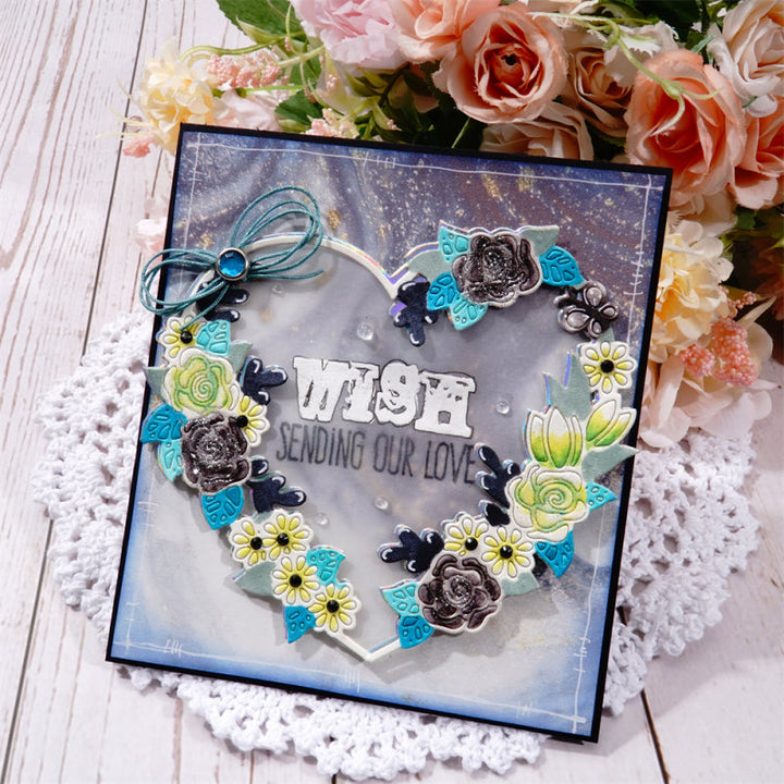 Kokorosa Metal Cutting Dies With Lace Flower Heart Frame