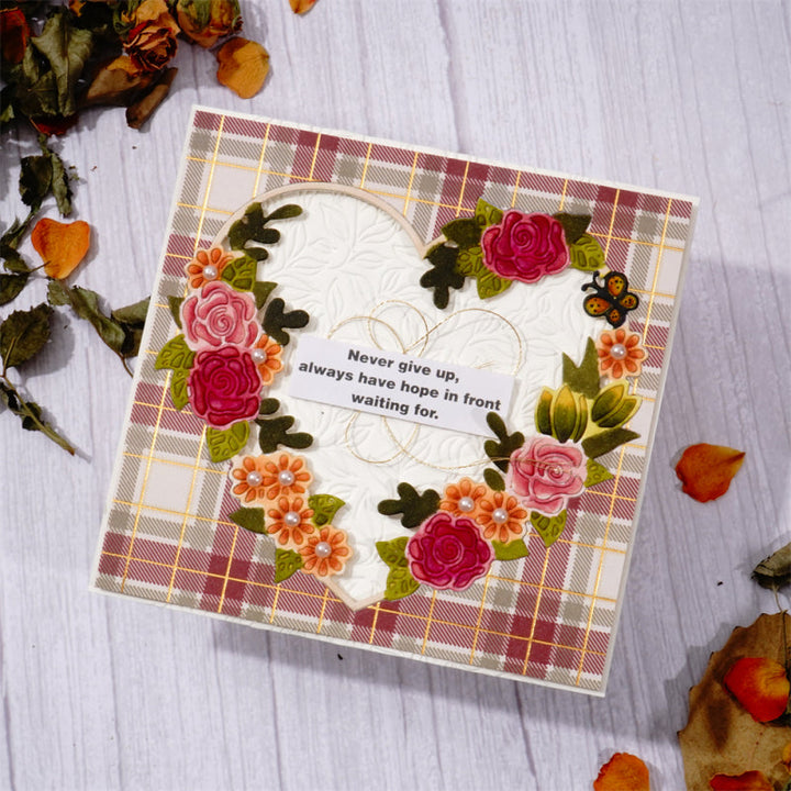 Kokorosa Metal Cutting Dies With Lace Flower Heart Frame