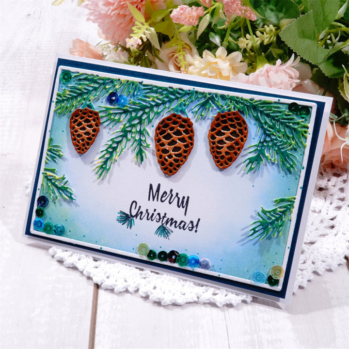Kokorosa Metal Cutting Dies With Pine Cones Background Board