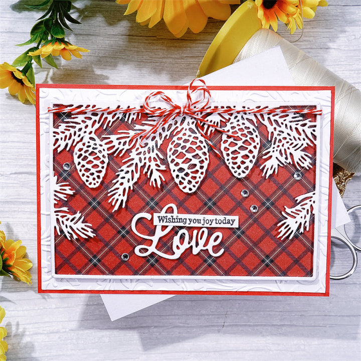 Kokorosa Metal Cutting Dies With Pine Cones Background Board