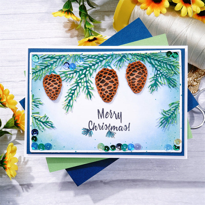 Kokorosa Metal Cutting Dies With Pine Cones Background Board