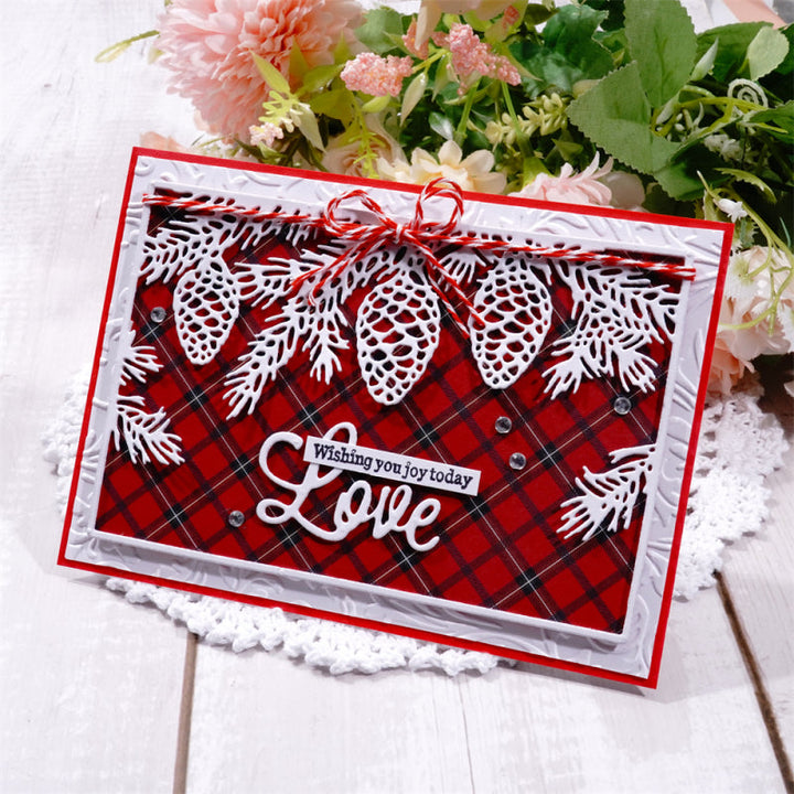 Kokorosa Metal Cutting Dies With Pine Cones Background Board