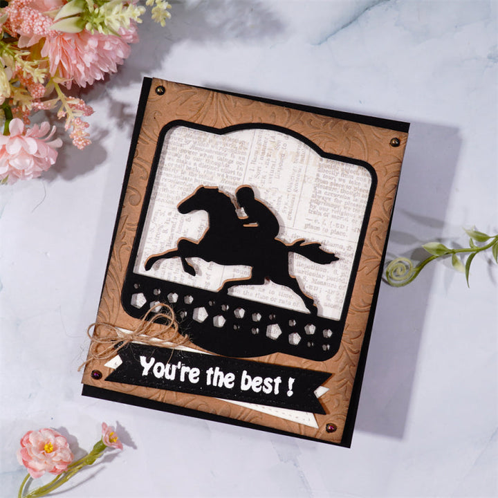 Kokorosa Metal Cutting Dies With Riding Horse Border