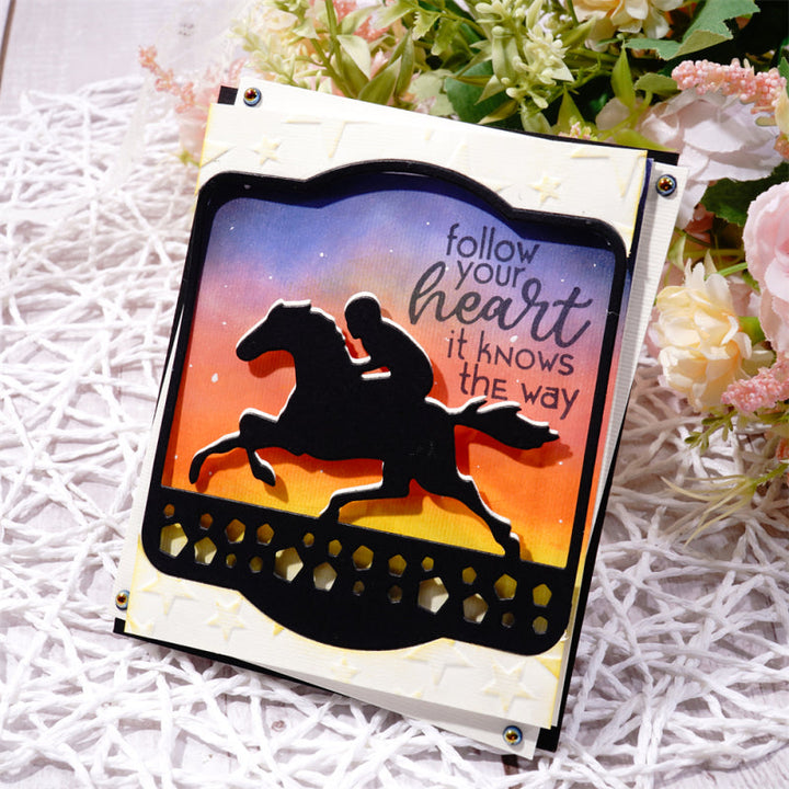 Kokorosa Metal Cutting Dies With Riding Horse Border