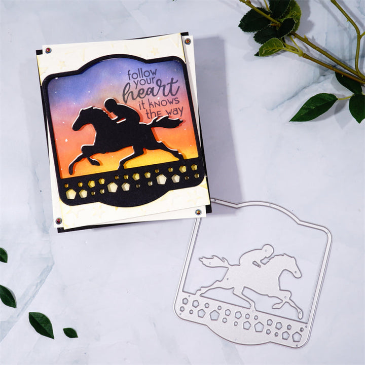 Kokorosa Metal Cutting Dies With Riding Horse Border