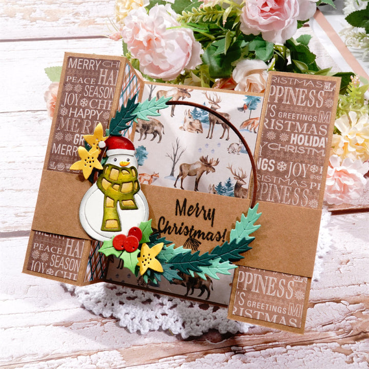 Kokorosa Metal Cutting Dies With Snowman Round Frame