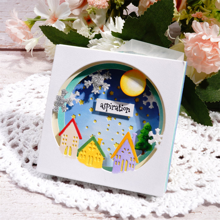 Kokorosa Metal Cutting Dies with 4Pcs Layered Snowscape Village