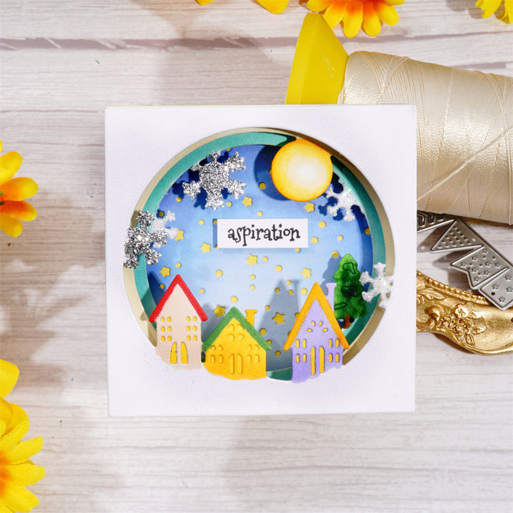 Kokorosa Metal Cutting Dies with 4Pcs Layered Snowscape Village