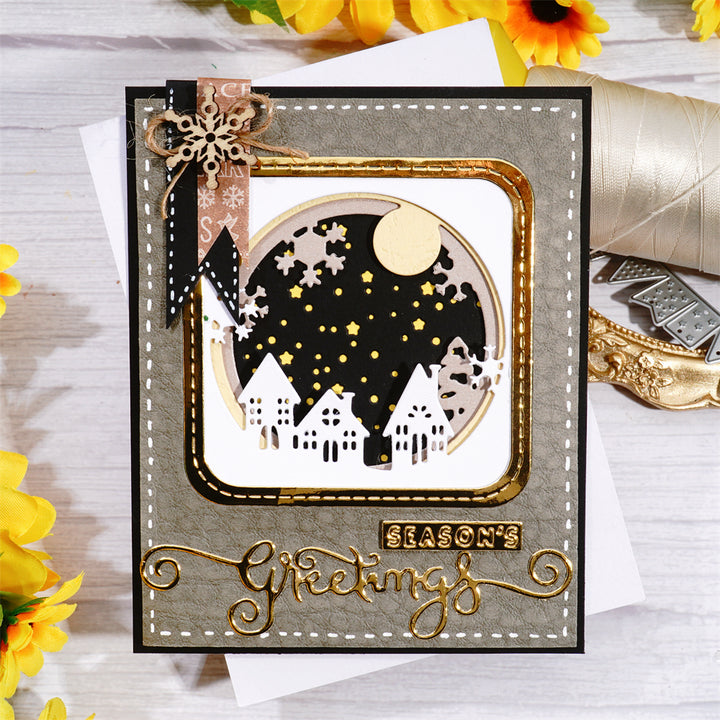Kokorosa Metal Cutting Dies with 4Pcs Layered Snowscape Village