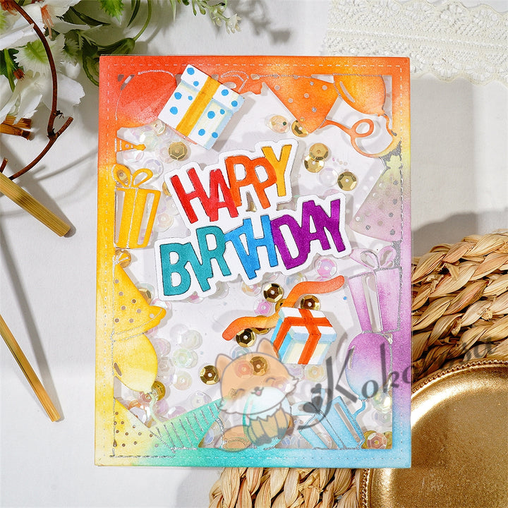 Kokorosa Metal Cutting Dies with Birthday Gift Box Frame Board