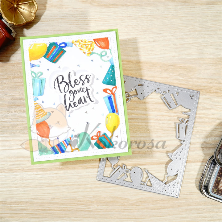 Kokorosa Metal Cutting Dies with Birthday Gift Box Frame Board