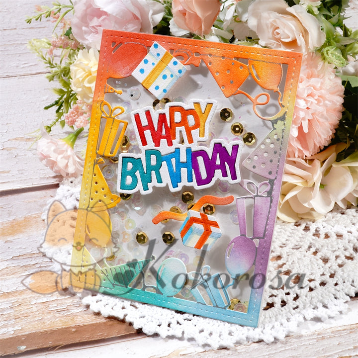 Kokorosa Metal Cutting Dies with Birthday Gift Box Frame Board