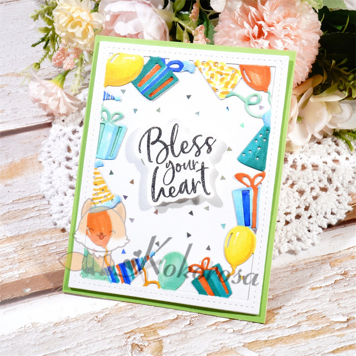 Kokorosa Metal Cutting Dies with Birthday Gift Box Frame Board