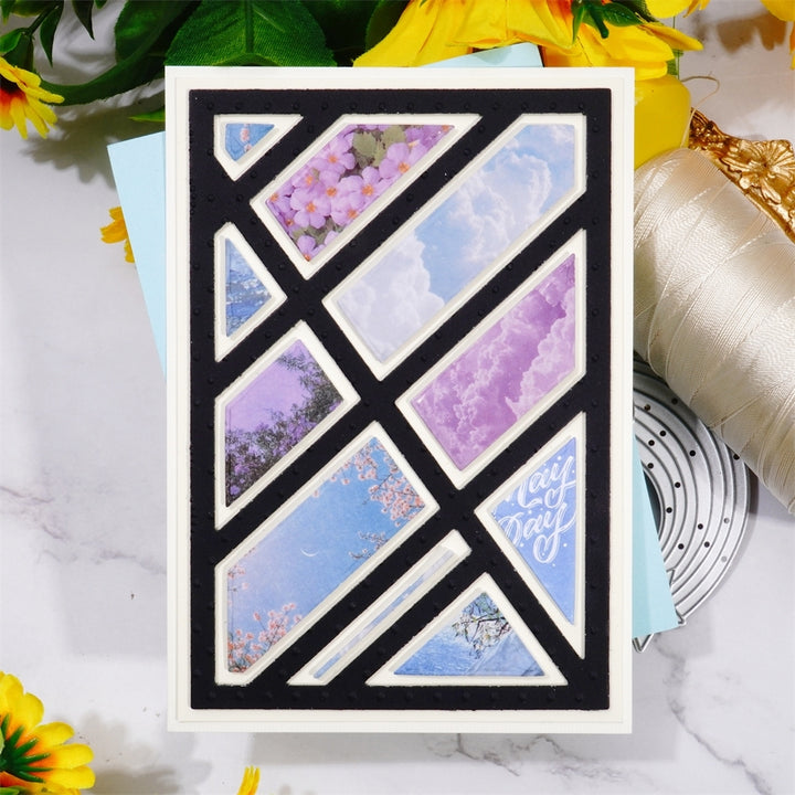 Kokorosa Metal Cutting Dies with Diagonal Rectangular Grid Background Board