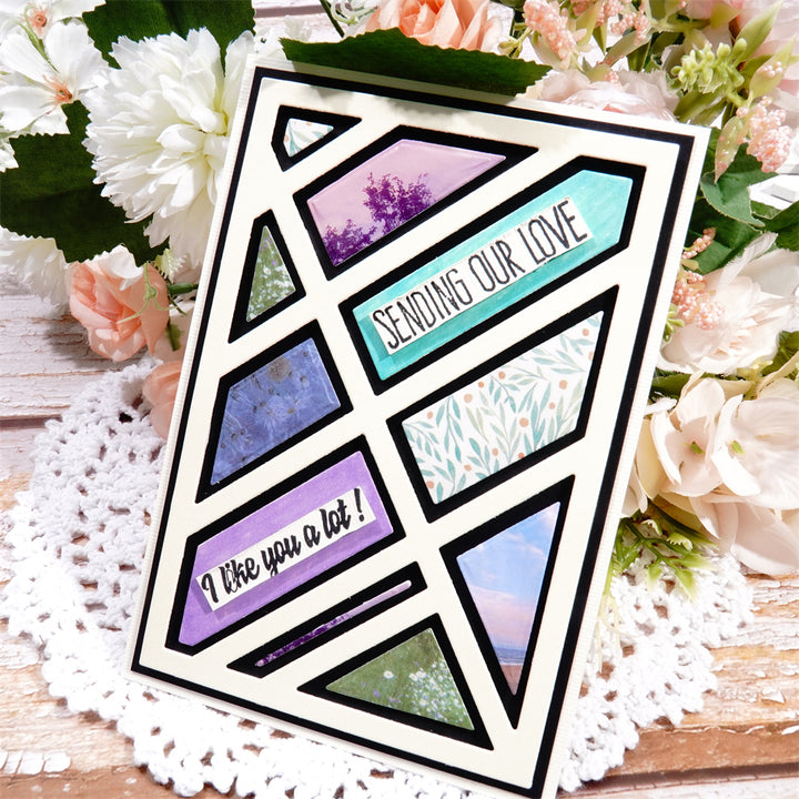 Kokorosa Metal Cutting Dies with Diagonal Rectangular Grid Background Board