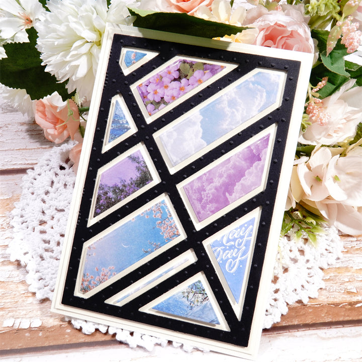 Kokorosa Metal Cutting Dies with Diagonal Rectangular Grid Background Board