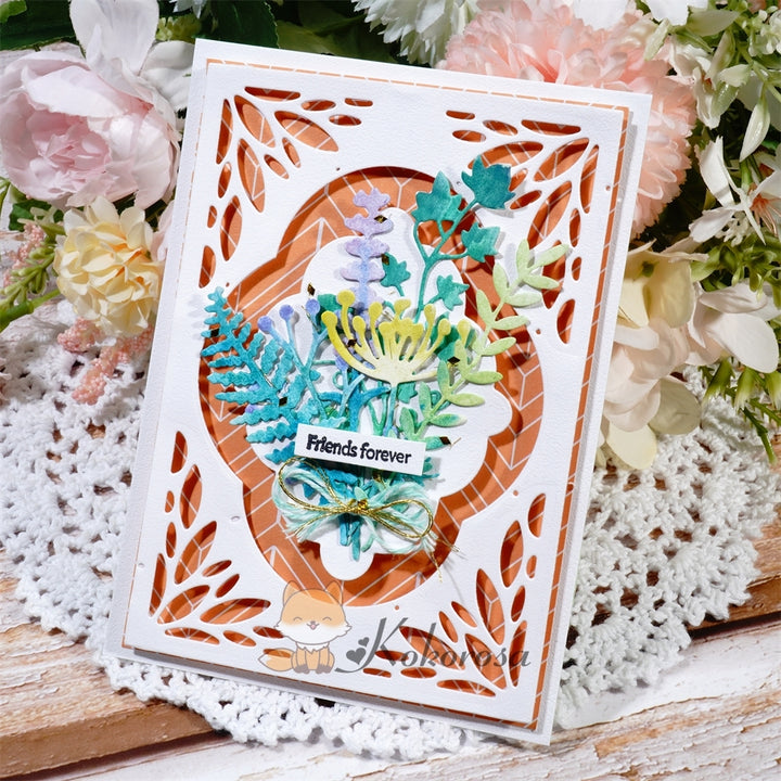 Kokorosa Metal Cutting Dies with Floral Hollow Background Board