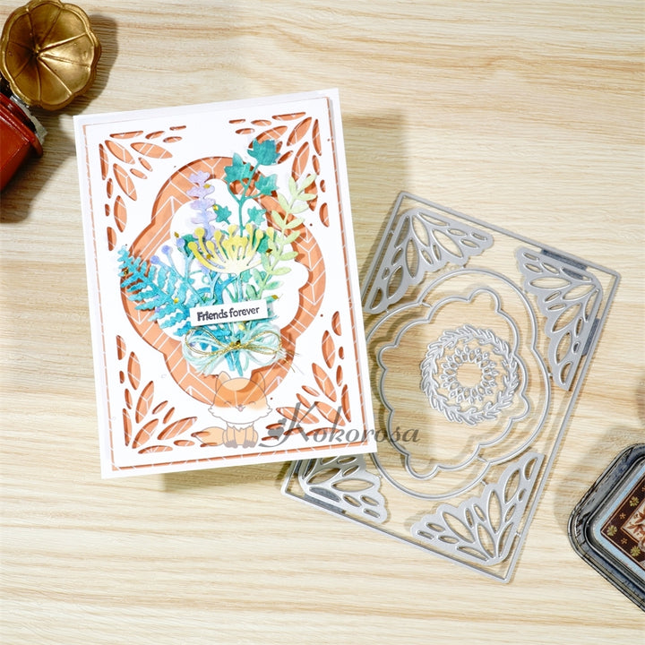 Kokorosa Metal Cutting Dies with Floral Hollow Background Board
