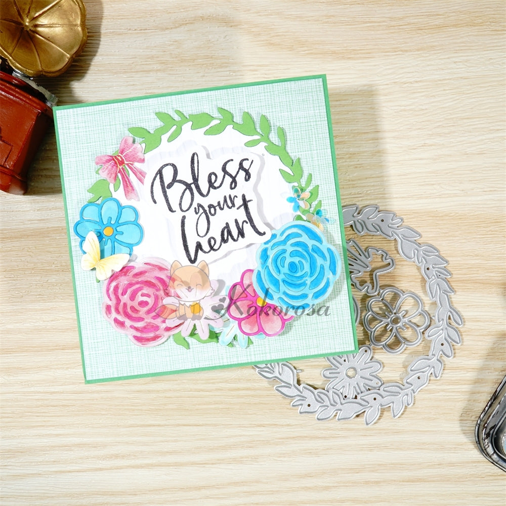 Kokorosa Metal Cutting Dies with Floral Wreath