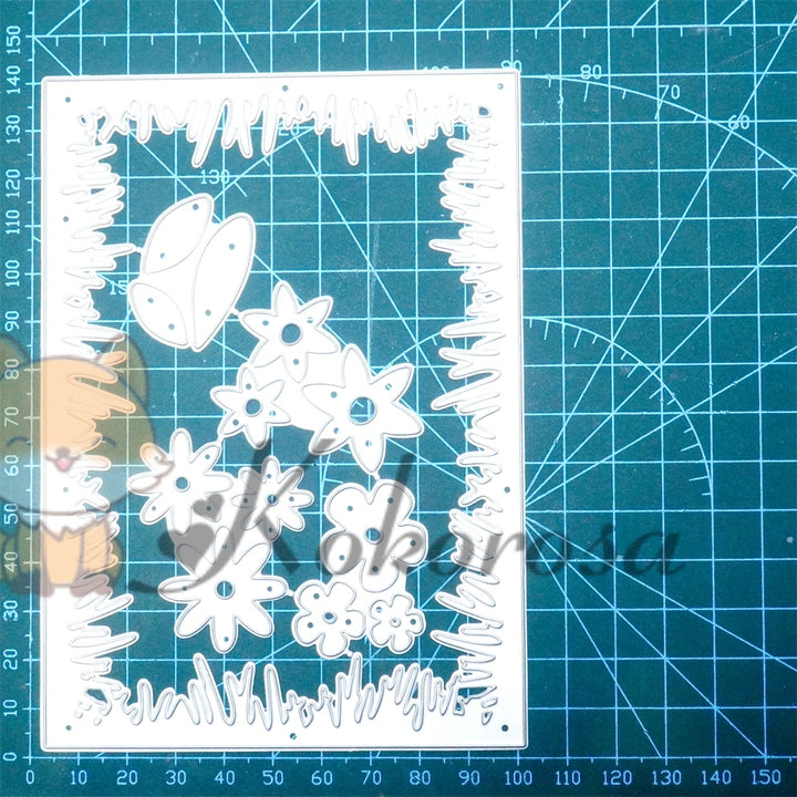 Kokorosa Metal Cutting Dies with Flowers & Leaves Frame Board