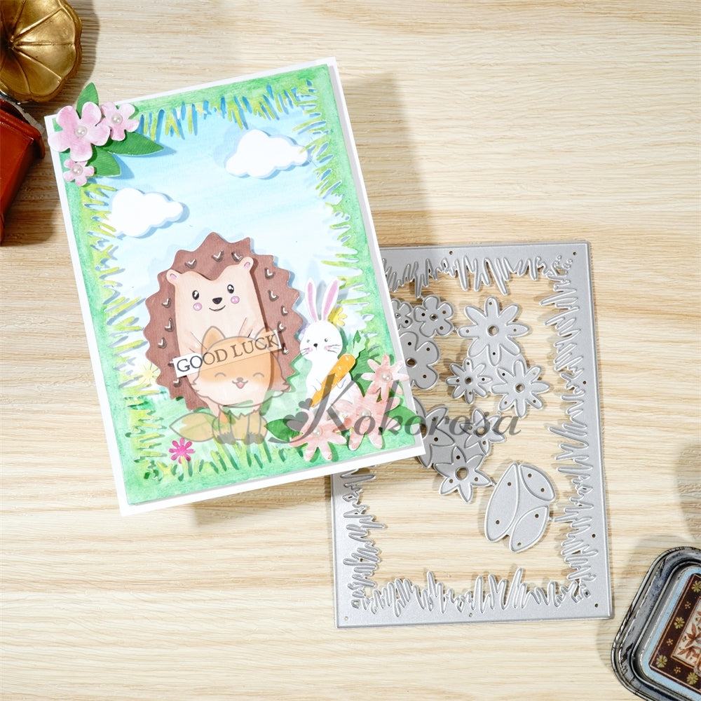 Kokorosa Metal Cutting Dies with Flowers & Leaves Frame Board
