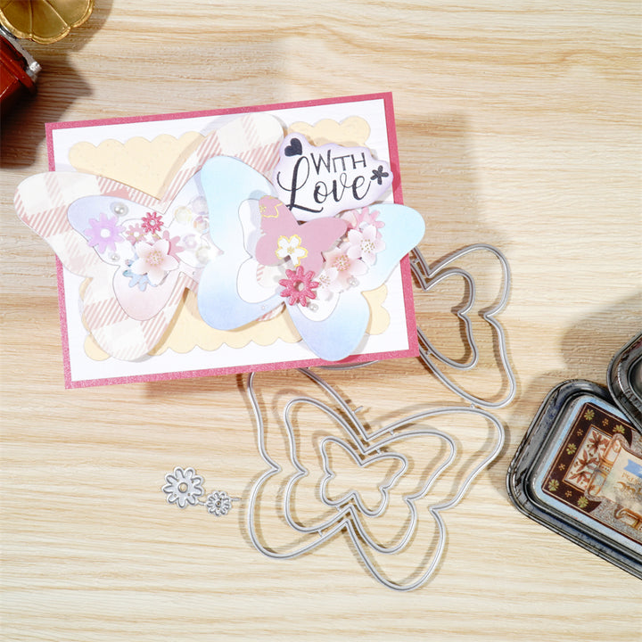 Kokorosa Metal Cutting Dies with Hollow Flying Butterflies with Flowers