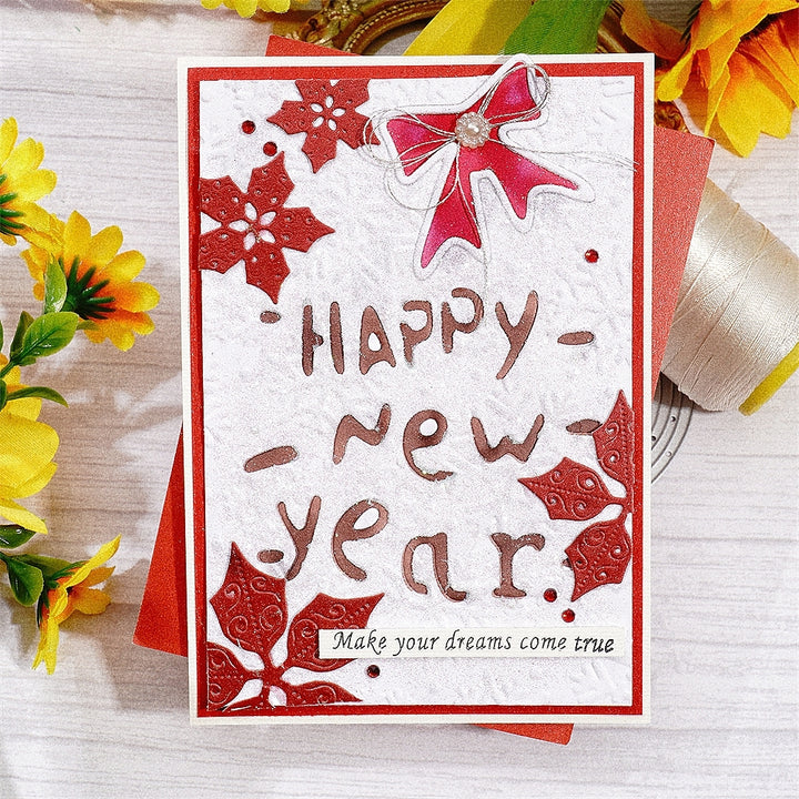 Kokorosa Metal Cutting Dies with "Happy New Year" Background Board