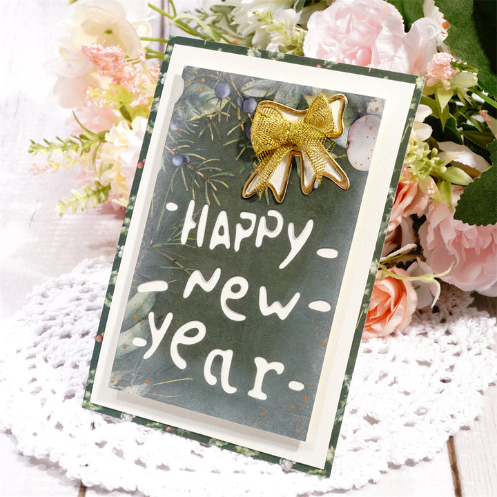 Kokorosa Metal Cutting Dies with "Happy New Year" Background Board
