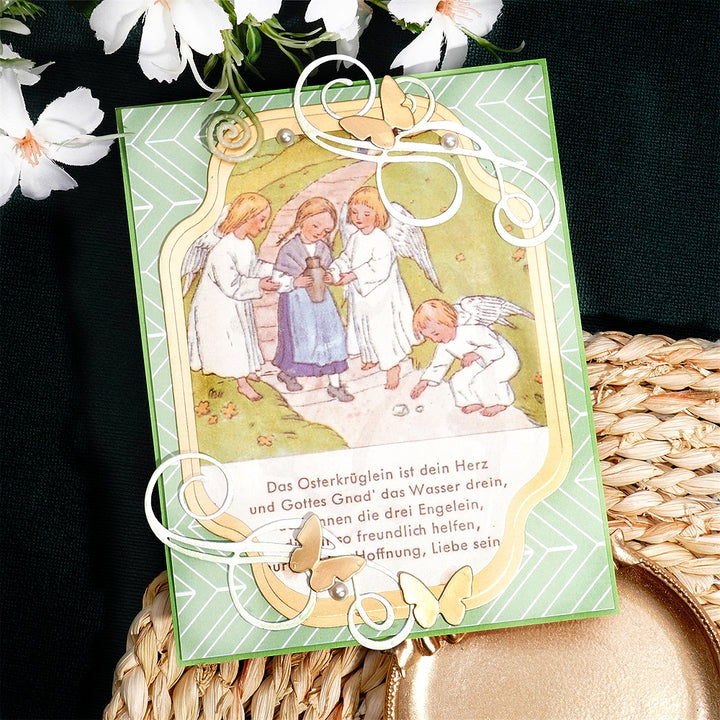 Kokorosa Metal Cutting Dies with Hollow Flower Double Layer Border Board