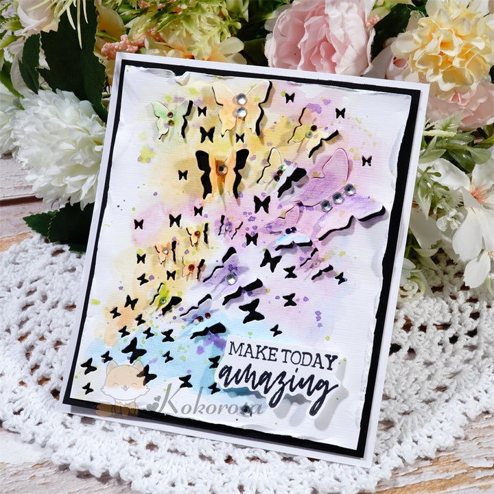 Kokorosa Metal Cutting Dies with Hollow Flying Butterflies Background Board