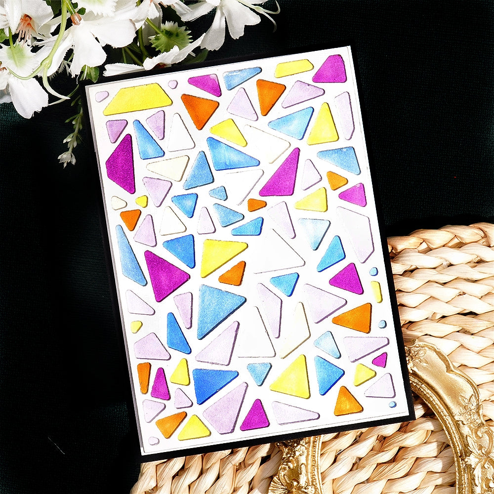 Kokorosa Metal Cutting Dies with Hollow Triangles Background Board