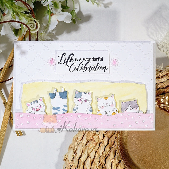 Kokorosa Metal Cutting Dies with Row of Sleeping Cats