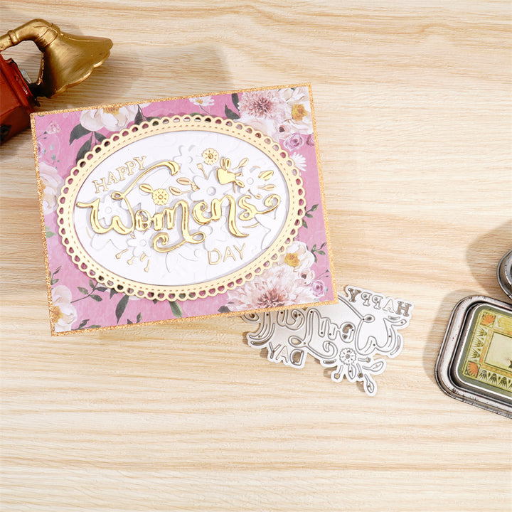 Kokorosa Metal Cutting Dies with “Happy Women‘s Day’” Words