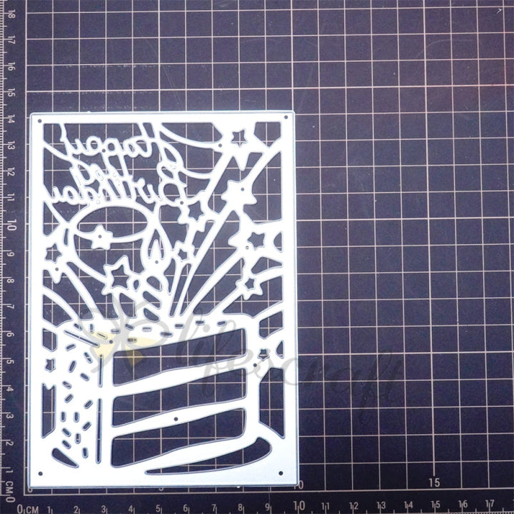 Kokorosa Metal Cutting Dies with "Happy Birthday" Word & Birthday Cake Background Board