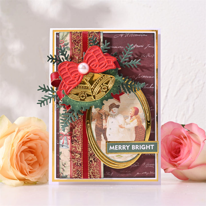 Kokorosa Metal Cutting Dies with Christmas Bells Oval Border