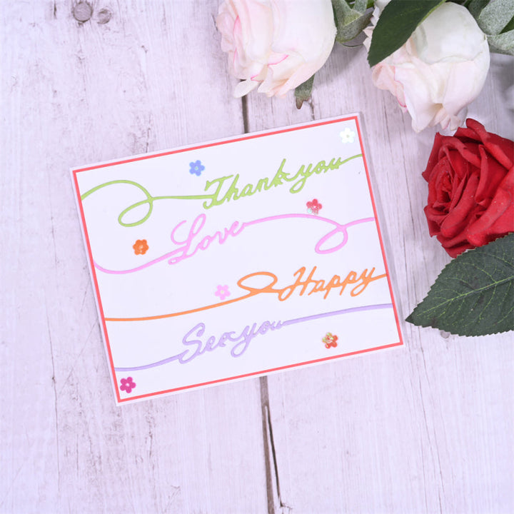 Kokorosa Metal Cutting Dies with English Phrases Line Decoration