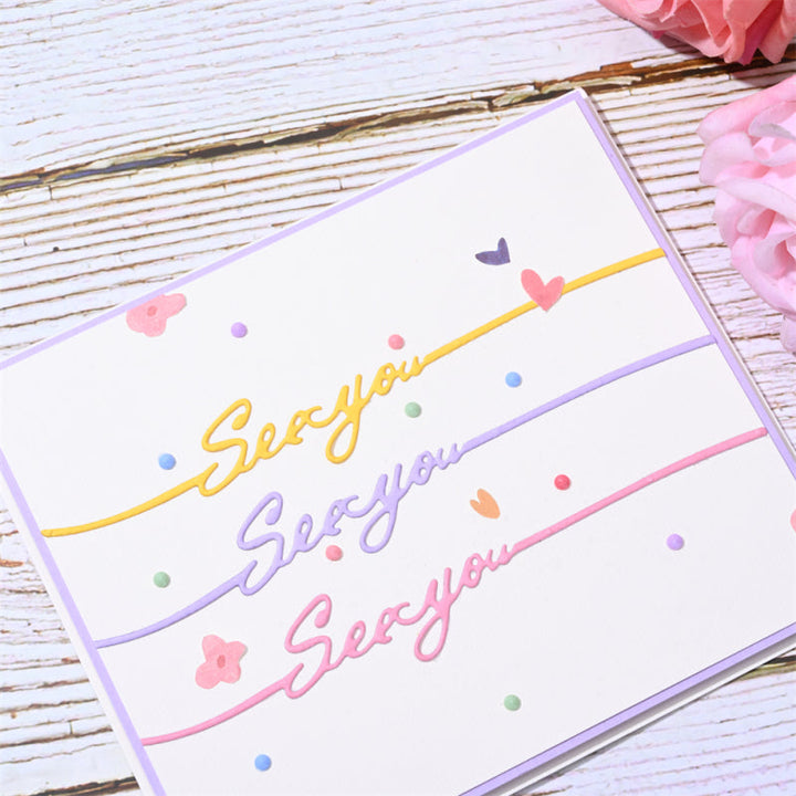 Kokorosa Metal Cutting Dies with English Phrases Line Decoration