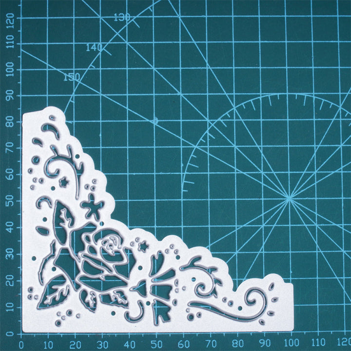 Kokorosa Metal Cutting Dies with Hollow Rose Right Angle Decoration