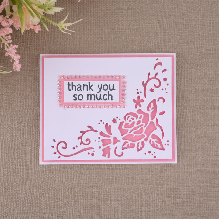 Kokorosa Metal Cutting Dies with Hollow Rose Right Angle Decoration