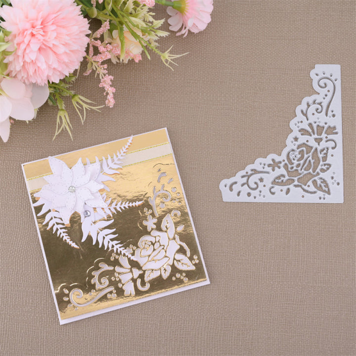 Kokorosa Metal Cutting Dies with Hollow Rose Right Angle Decoration