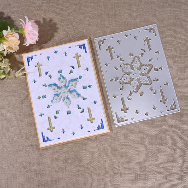 Kokorosa Metal Cutting Dies with Pixel Style Six Petal Flower Background Board
