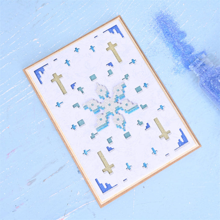 Kokorosa Metal Cutting Dies with Pixel Style Six Petal Flower Background Board