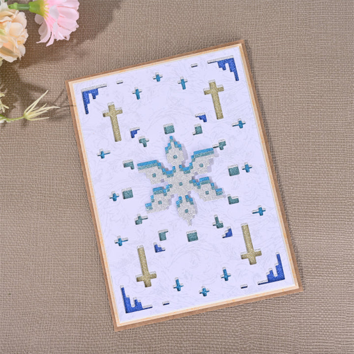 Kokorosa Metal Cutting Dies with Pixel Style Six Petal Flower Background Board