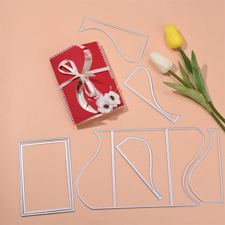 Kokorosa Metal Cutting Dies with Wavy Line Foldable Card Cover