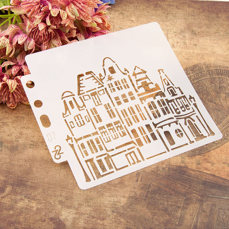 Kokorosa Prosperous Street Scene DIY Painting Hollow Stencil ...
